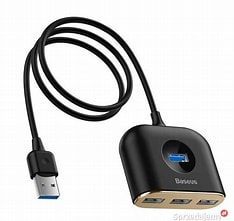 Baseus CAHUB-AY01 Square round 4 in 1 USB HUB Adapter(USB3.0 TO USB3).0*1+USB2.0*3) 1m Black
