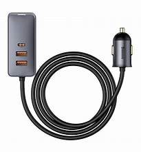 Baseus Share Together PPS multi-port Fast charging car charger with extension cord 120W 2U+2C - Grey