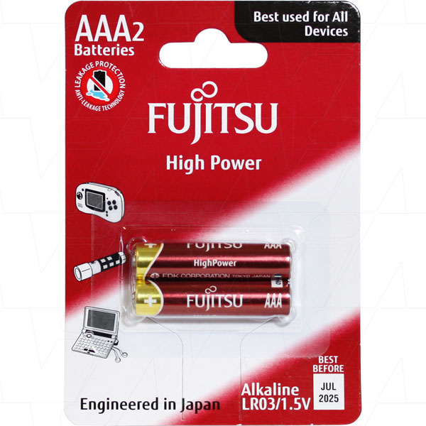 Fujitsu High Power AAA 2pcs size alkaline battery